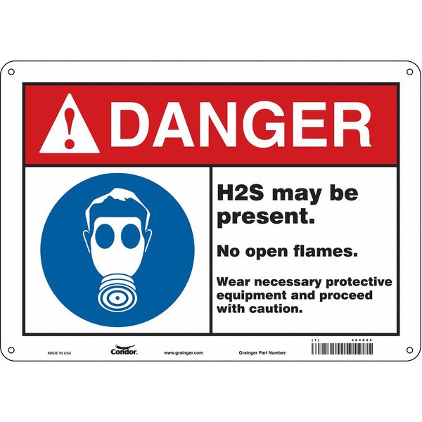 Safety Sign, 10 in Height, 14 in Width, Aluminum, Horizontal Rectangle, English, 464Z25