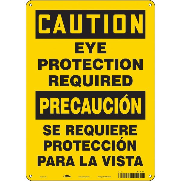 Safety Sign, 14 in Height, 10 in Width, Aluminum, Vertical Rectangle, English, Spanish, 466U38