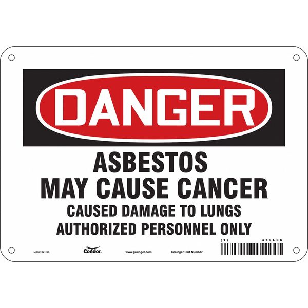 Safety Sign, 7 in Height, 10 in Width, Aluminum, Vertical Rectangle, English, 479L06