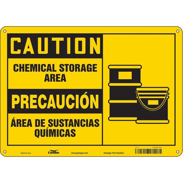 Safety Sign, 10 in H, 14 in W, Horizontal Rectangle, English, Spanish, 470F39