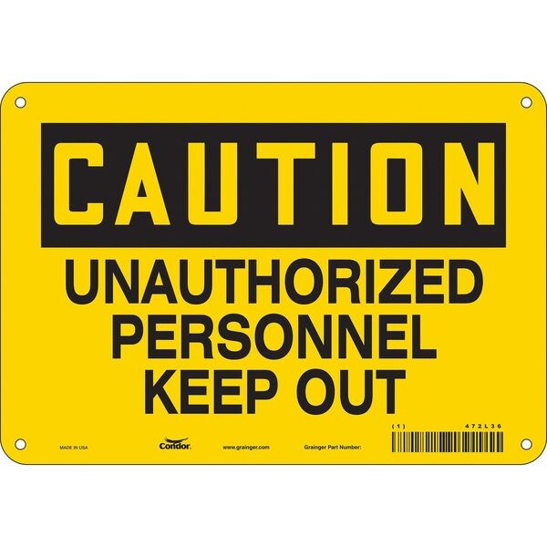 Safety Sign, 7 in Height, 10 in Width, Aluminum, Vertical Rectangle, English, 472L36