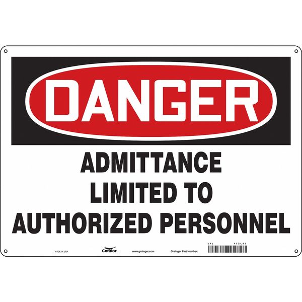 Safety Sign, 14 in H, 20 in W, Aluminum, Horizontal Rectangle, English, 472L52