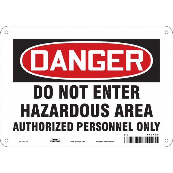 Safety Sign, 7 in Height, 10 in Width, Aluminum, Vertical Rectangle, English, 472N20