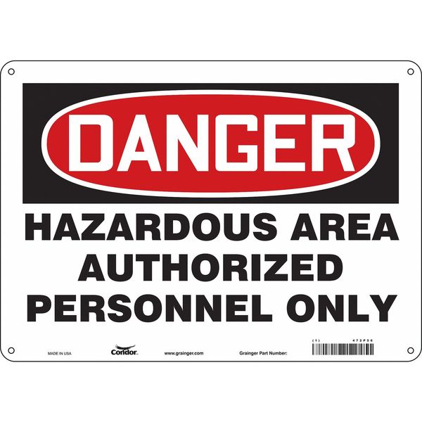 Safety Sign, 10 in Height, 14 in Width, Aluminum, Horizontal Rectangle, English, 472P56