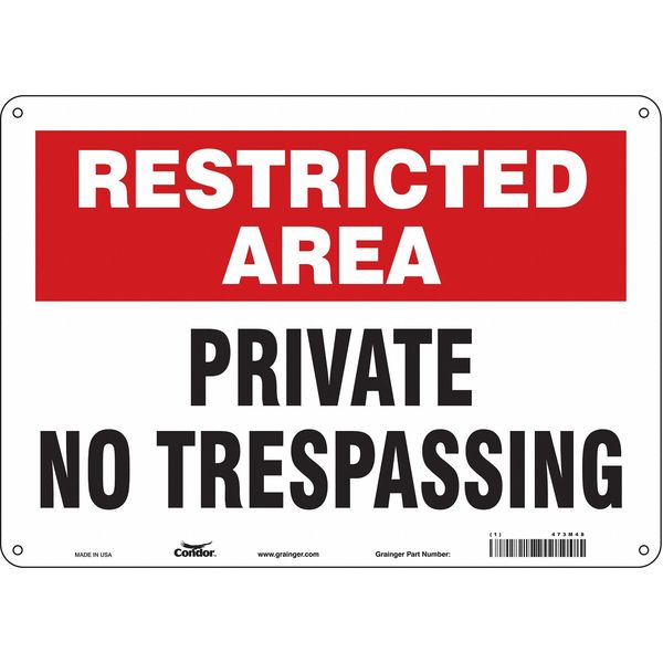 Safety Sign, 10 in Height, 14 in Width, Aluminum, Horizontal Rectangle, English, 473M48