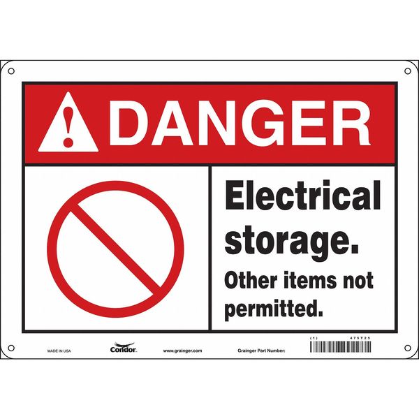 Safety Sign, 10 in Height, 14 in Width, Aluminum, Horizontal Rectangle, English, 475T25