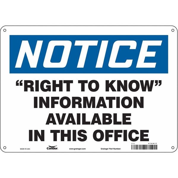 Safety Sign, 10 in x 14 in, Aluminum