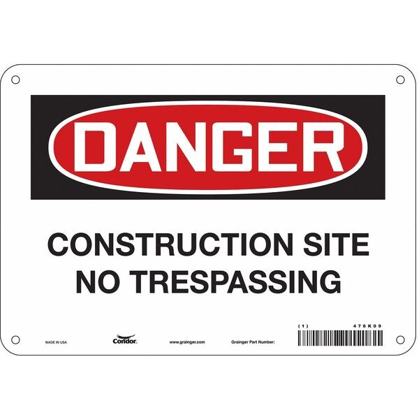 Safety Sign, 7 in Height, 10 in Width, Aluminum, Vertical Rectangle, English, 476K09