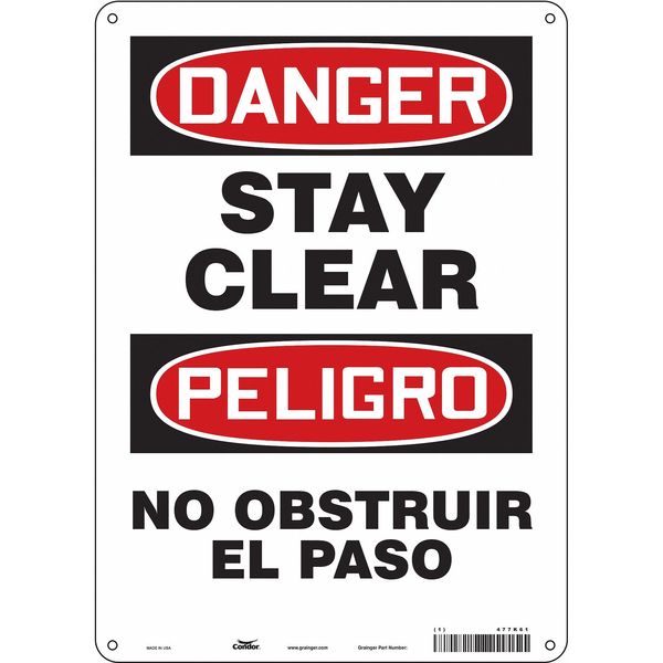 Safety Sign, 14 in Height, 10 in Width, Aluminum, Vertical Rectangle, English, Spanish, 477K61
