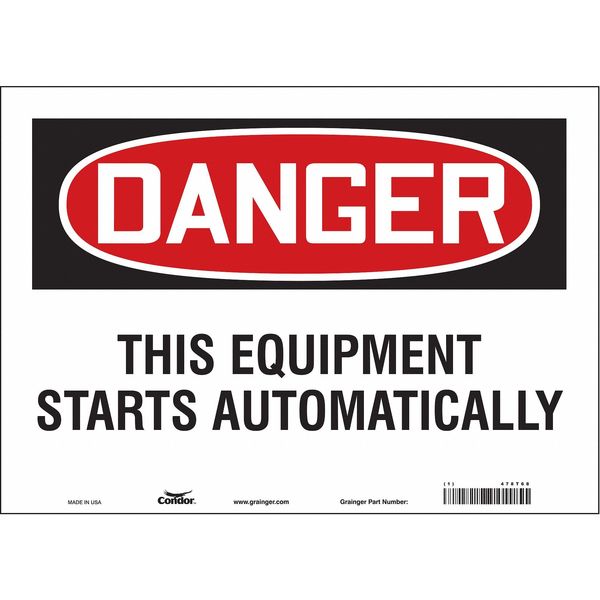 Safety Sign, 10 in Height, 14 in Width, Vinyl, Horizontal Rectangle, English, 478T68