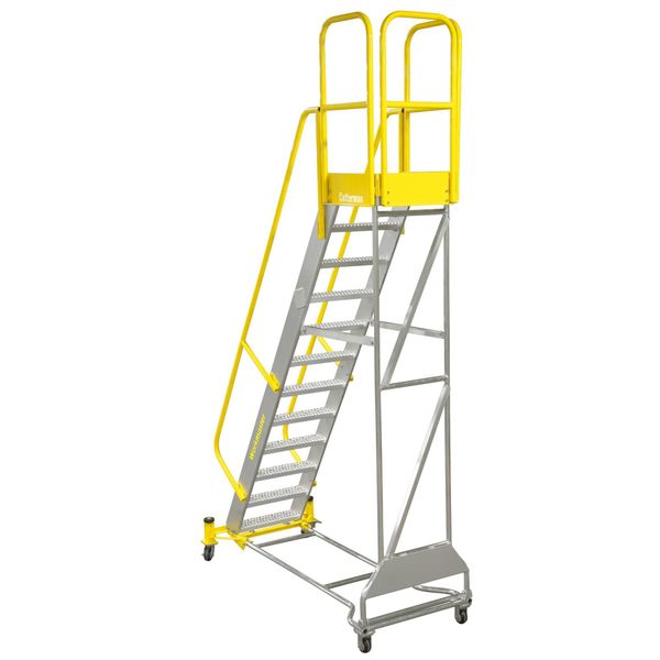 162 in H Aluminum Rolling Ladder, 12 Steps