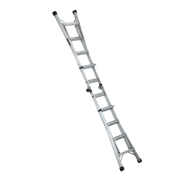 Multipurpose Ladder, Extension, Scaffold, Staircase, Stepladder Configuration, 15 ft, Aluminum
