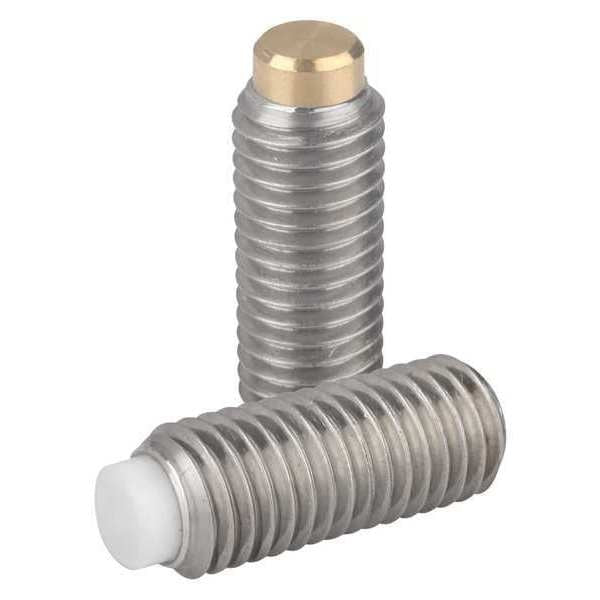 Thrust Screw M06X13, 5, Sw=3, Stainless Steel Bright, Non-Marring End, Brass.