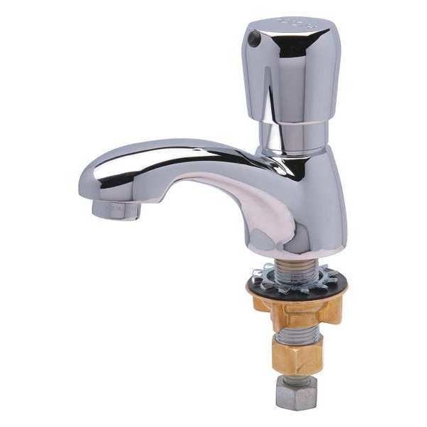 Metering Single Hole Mount, 1 Hole Low Arc Bathroom Faucet, Polished chrome