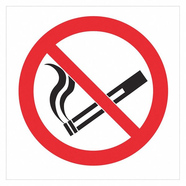 No Smoking Sign, 6 in Height, 6 in Width, Polyester, Square, English