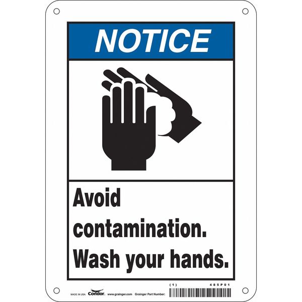 Safety Sign, 10 in Height, 7 in Width, Aluminum, Horizontal Rectangle, English, 485P01