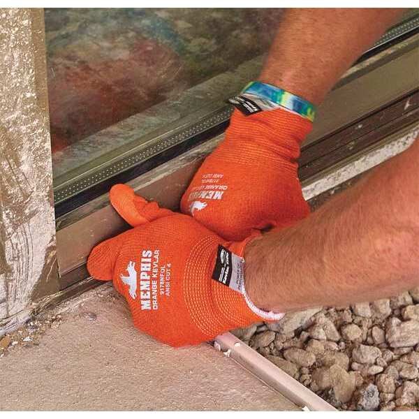 Hi-Vis Cut Resistant Coated Gloves, A4 Cut Level, Foam Nitrile, 2XL, 1 PR