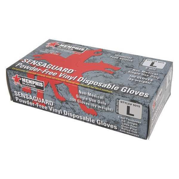 Disposable Industrial/Food Grade Gloves, Vinyl, Powder Free, Clear, XL, 100 PK