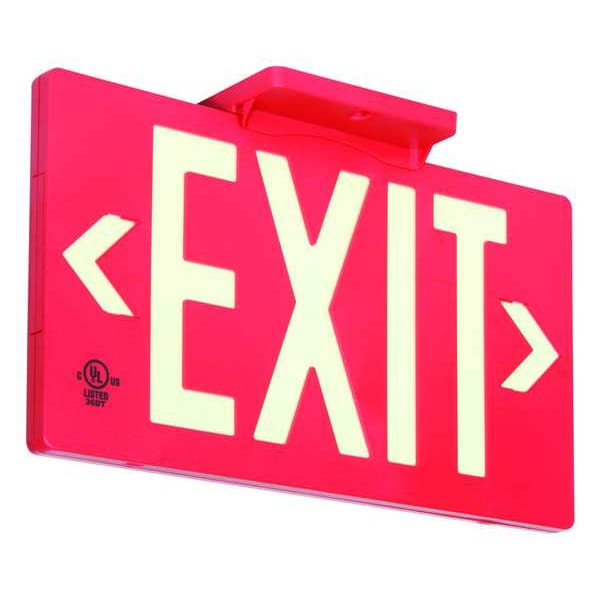 Exit Sign, 8 3/4 in x 15 3/8 in, Plastic