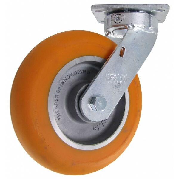 Kingpinless Swivel Plate Caster, Polyurethane, 1200 lb