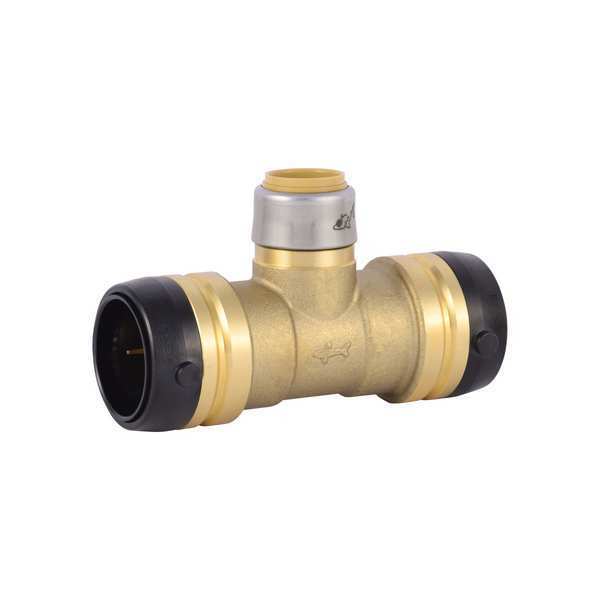 DZR Brass Reducing Tee, 1-1/4 in Tube Size