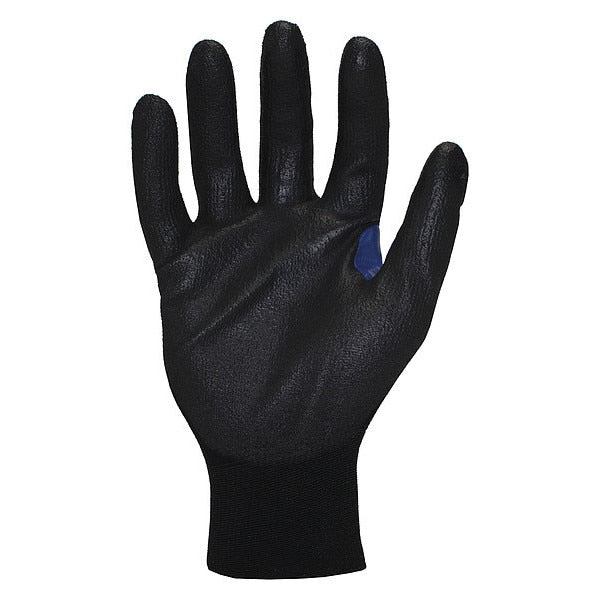 Polyurethane Coated Gloves, Palm Coverage, Black, XL, PR
