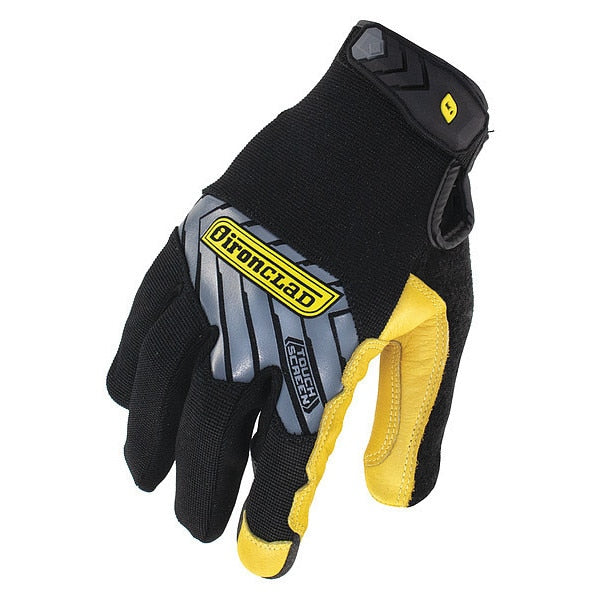 Mechanics Touchscreen Gloves, 2XL, Black/Gold, Single Layer, Polyester