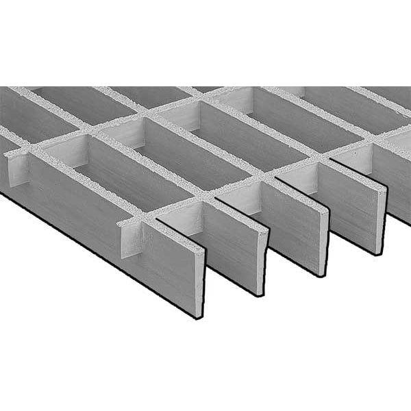 Moltruded Grating, 36 in Span, Grit-Top Surface, Corvex Resin, Light Gray