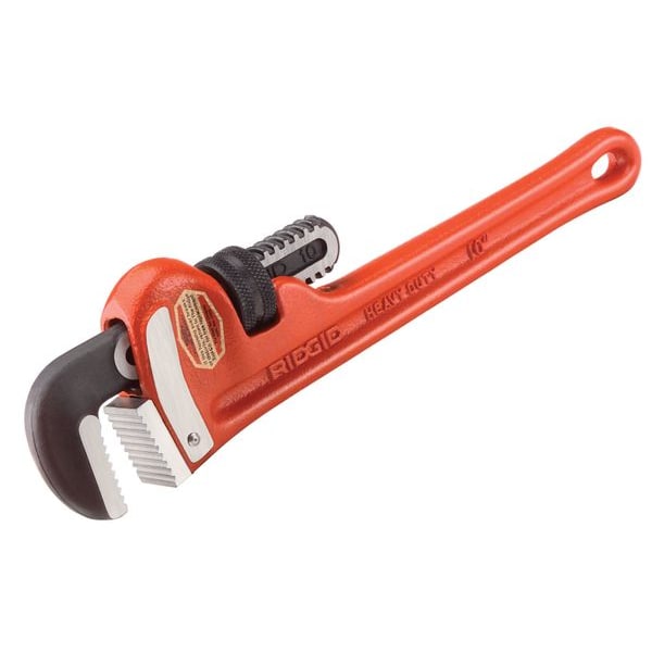 10 in L 1 1/2 in Cap. Cast Iron Straight Pipe Wrench