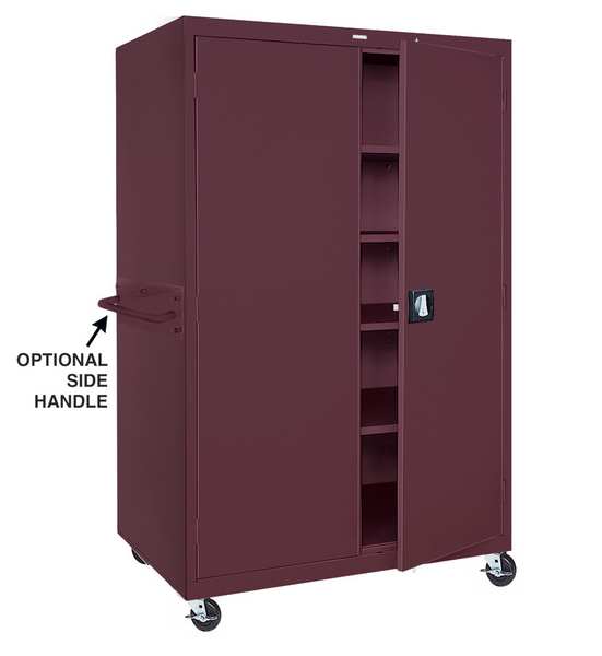 Solid Door Storage Cabinet, 46 in W, 78 in H, 24 in D, Light Gray