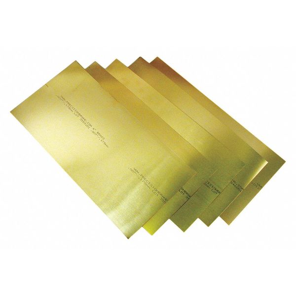 Shim Stock, Sheet, Brass, 0.0015 In, 6
