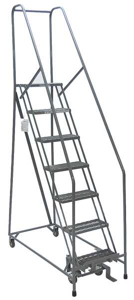 80 in H Steel Rolling Ladder, 5 Steps