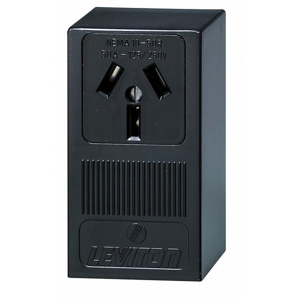 Receptacle, 50 A Amps, 125/250VAC, Single Outlet, 10-50R, Black