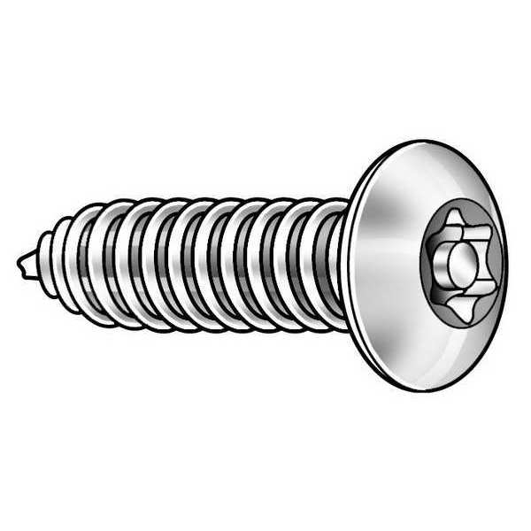 #10 x 1/2 in Torx Button Tamper Resistant Screw, 18-8 Stainless Steel, Plain Finish, 25 PK