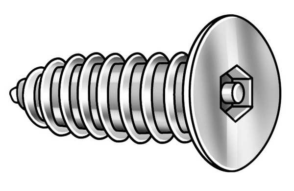 #10 x 1-1/4 in Torx Flat Tamper Resistant Screw, 18-8 Stainless Steel, Plain Finish, 25 PK