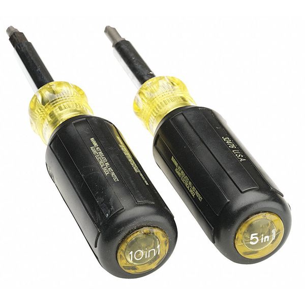 10-in-1 Multi-Bit Screwdriver/Nut Driver, 1/4 in, 5/16 in Drive Size 7 3/4 in L, 6-Piece