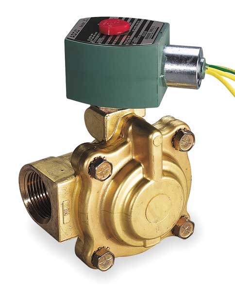120V AC Brass Steam and Hot Water Solenoid Valve, Normally Closed, 1 1/4 in Pipe Size