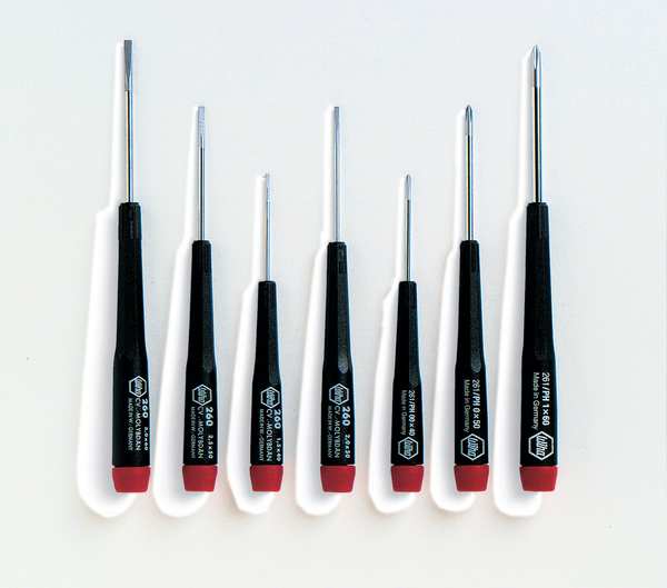 Precision Screwdriver Set, Phillips/Slotted Tip, 1/16 in, 1/8 in, 3/32 in, 5/64 in Tip Size, 7-Piece