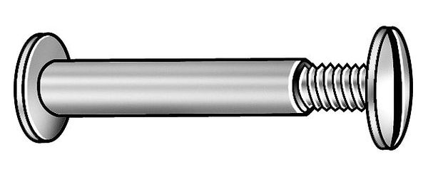 Binding Barrel, #8-32, 1 in Brl Lg, 13/64 in Brl Dia, Brass Plain, 10 PK