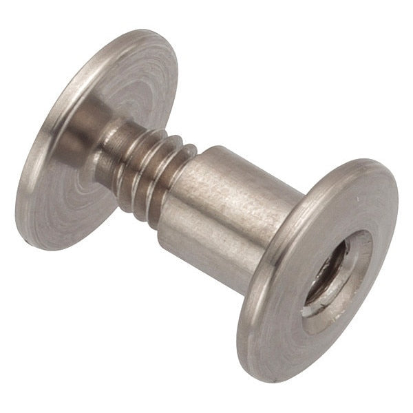 Binding Barrel, #8-32, 1/4 in Brl Lg, 13/64 in Brl Dia, 18-8 Stainless Steel Plain, 25 PK
