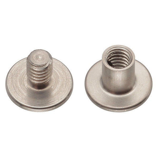 Binding Barrel, #8-32, 1/4 in Brl Lg, 13/64 in Brl Dia, 18-8 Stainless Steel Plain, 25 PK