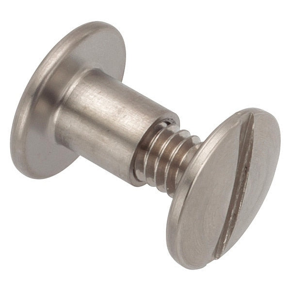 Binding Barrel, #8-32, 1/4 in Brl Lg, 13/64 in Brl Dia, 18-8 Stainless Steel Plain, 25 PK
