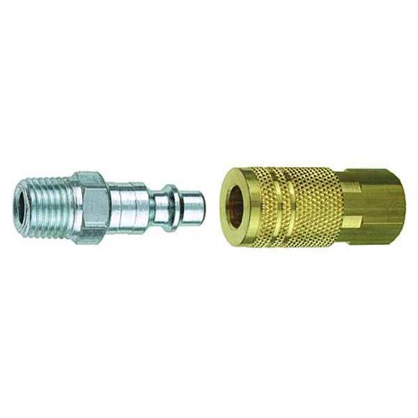 Hose Coupling Set, 1/4 in Hose Fitting Size, 1/4 in Coupling SIze, Brass, 13-201