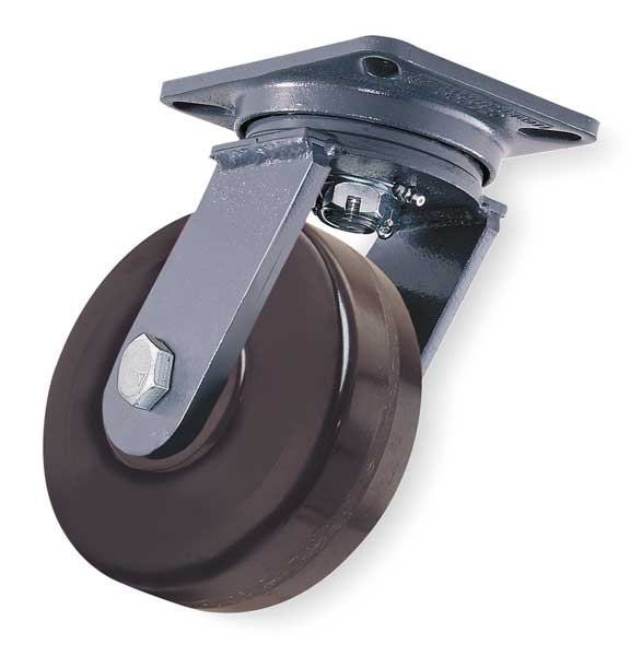 Plate Caster, Swivel, Phenolic, 6 in., 2000 lb.