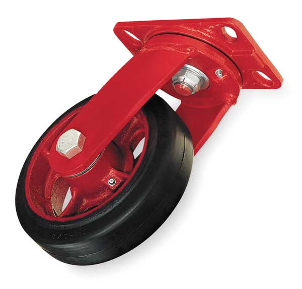 Plate Caster, Swivel, Rubber, 10 in., 790 lb.