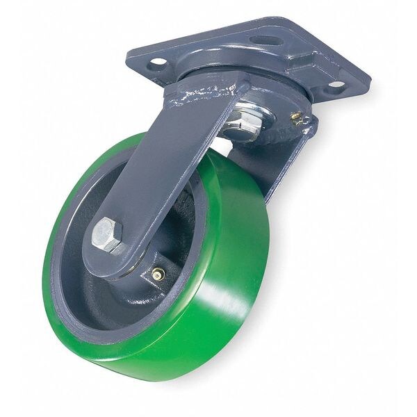 Plate Caster, Swivel, Poly, 8 in., 1550 lb.