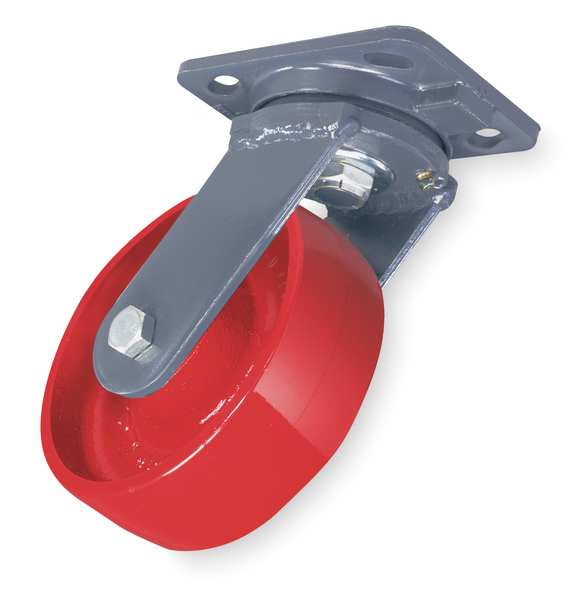 Plate Caster, Swivel, Cast Iron, 6 in., 1400 lb, B