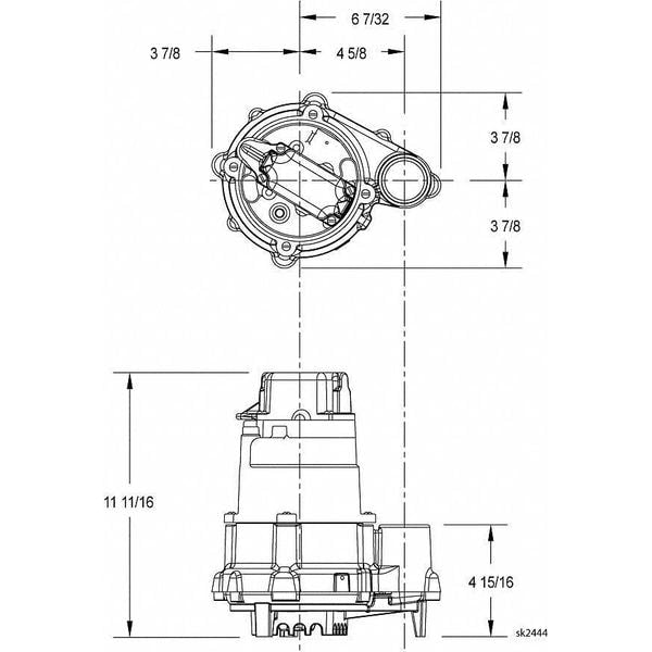 Submersible Effluent Pump, 4/10hp, 8.5A