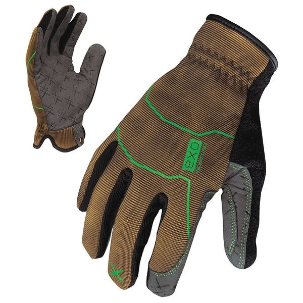 Mechanics Gloves, S, Tan/Green, Single Layer, Stretch Nylon