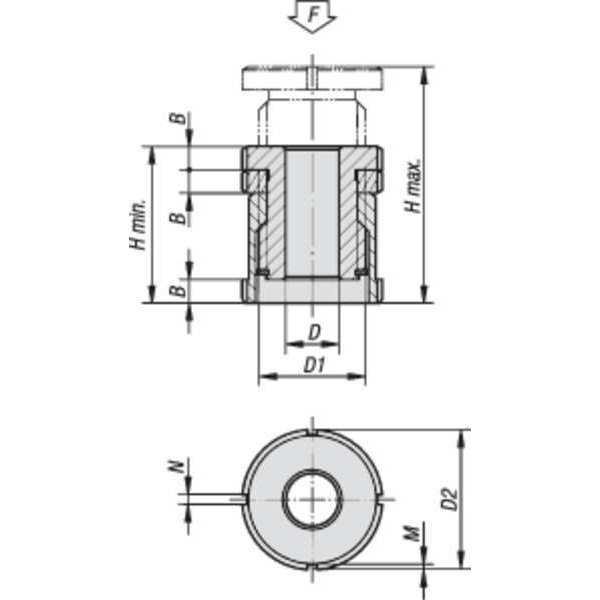 Leveling Set With Locknut, Standard, D=22 Carbon Steel, D2= 70